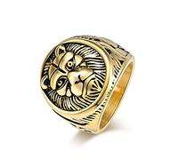 TXCLTS Men's Rings, Men's Lion Head Signet Ring, Vintage Stainless Steel Lion Head Ring, Gold, 7