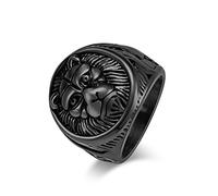TXCLTS Men's Rings, Men's Lion Head Signet Ring, Vintage Stainless Steel Lion Head Ring, Gold, 7