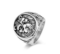 TXCLTS Men's Rings, Men's Lion Head Signet Ring, Vintage Stainless Steel Lion Head Ring, Gold, 7