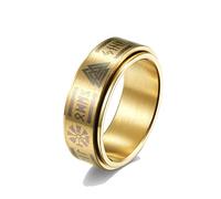 TXCLTS Men's Rings, Vintage Rune Ring for Women, Nordic 316L Stainless Steel Rotatable Triangle Ring, Punk Amulet Jewelry Gift
