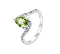 TXCLTS Ring Jewelry, Silver Plated Green Pink Fire Opal Ring Emerald Gemstone 925 Sterling Silver Zirconia Engagement Rings for Women