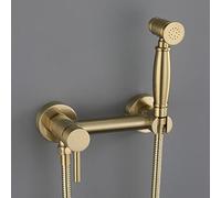 TXCLTS Wall Mounted Bidet Sprayer Kit for Toilet Brushed Gold Brass Hot and Cold Bidet Attachment Faucet Sprayer for Toilet for Pet Bath/Personal Hygiene/Bathroom/Closestool