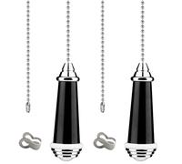 TXErfolg 2Pcs Light Pull Chain Extension with Ball Chain 85cm Length Bathroom Light Pull Cord Handle Chrome Light Switch Pull Chain for Shower/Ceiling/Toilet Light Fan Switch Blinds(Black)