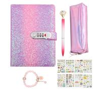 TXErfolg Diary Diary with Padlock Gifts 7 8 9 10 11 12 13 Year Old School Day Easter Gifts for 7-14 Year Old Girls Teen Girls Pink