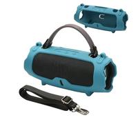 TXEsign Silicone Case Cover for JBL Charge 6- Portable Speaker, Travel Carrying Protective Cover with Adjustable Shoulder Strap Anti-Dust Charging Port Cover for Charge 6 (Blue)