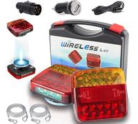 TXGSDXS Wireless Trailer Lights Magnetic LED Kit 12V-24V with 7 Pin Plug | USB-C Charging, IP65 Waterproof Rear Tail Lights with Dual Steel Cables for Brake/Turn Signals for Trucks, SUVs