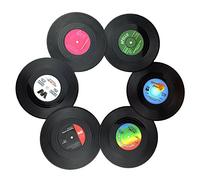 Txian 6PCS Retro Vinyl Cup Mat LP Record Style Coaster Non-slip Insulated Coffee Drink Mat