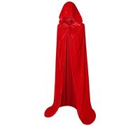 Txian Full Length Hooded Velvet Cloak Halloween Christmas Fancy Cape Costumes 59" (Red)