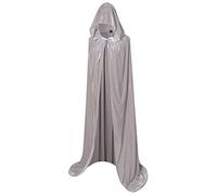 Txian Full Length Hooded Velvet Cloak Halloween Christmas Fancy Cape Costumes 59" (Silver gray)