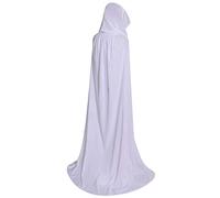 Txian Full Length Hooded Velvet Cloak Halloween Christmas Fancy Cape Costumes 59" (White)