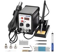 TXINLEI 8586 110V Solder Station, 2 In 1 Digital Display Smd Hot Air Rework Station And Soldering Iron, 12Pcs Different Soldering Tips,Solder Wire,Tweezers,Desoldering Pump,700W 480℃