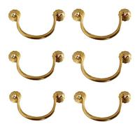 Txinmin 6 Pack Traditional Bail Cabinet Hardware Handle Pull Antique Brass Drawer Pull, 3-11/20 Inch Hole Centers (90mm), Gold Brass Tone