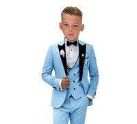 Txjojn Formal Suit for Boys, Slim Fit Boys 3 Pieces Suit Set, Kids Boy's Tuxedo First Class Boy Outfit Sky Blue