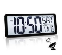 TXL Atomic Clock with Backlight, 14.2" Large Digital Wall Clock Battery Operated, Digital Clock Large Display with Day, Date & Temperature, Large Wall Clock for Bedroom, Livingroom, Office