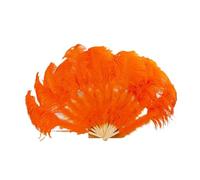 TXLEAPEY 13 Bone Lake blue Feathers Fan for Diy Dance Show Halloween Party Wedding Stage Props Handheld Fluffy Plumes(WHITE,Small 100cm 2pcs)