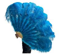 TXLEAPEY 13 Bone Lake blue Feathers Fan for Diy Dance Show Halloween Party Wedding Stage Props Handheld Fluffy Plumes(Light Purple,Smal Big Fan 2pcs)