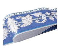 TXLEAPEY 1Roll/Pack Waistline Border Waterproof Wall Stickers 3D Relief Rustic Tile Living Room Bathroom 5M Length Self Adhesive Line(Blue Eucalyptus Leaf)