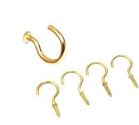 TXLEAPEY 20pcs Screw Hook Shouldered Self-Tapping 37 * 20mm Heavy Duty Wall Brass Plated Cup Hooks Home Hanging Hat Furniture Hardware