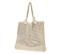 TXLEAPEY Large Beach Tote Bag Shoulder Knit Crocheted Capacity Elastic Great Load Bearing Handbag(Apricot)