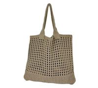 TXLEAPEY Large Beach Tote Bag Shoulder Knit Crocheted Capacity Elastic Great Load Bearing Handbag(Khaki)