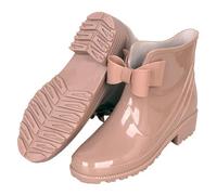 TXLEAPEY Outdoor Street Ankle Women Waterproof Rubber Rain Boots Ladies Antiskid Wading Shoes For Workout Rainy Day(Pink,40)