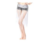 TXLEAPEY Sequins Belly Dance Hip Scarf Party Carnival Stage Performance Rave Belt Waist Chain Wrap Mini Skirt(Silver)