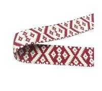 TXLEAPEY Webbing Cotton Geometric Patterns 4cm Wide Bi-color Double-Sided Strap Woven Rhombus Ribbons Fabric For Garment(Red)