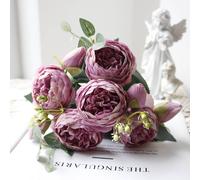 Txmfgh Beautiful Artificial Silk Flowers Bouquet - Vibrant, Realistic Peony Design, Perfect for Wedding, Valentine's Day, Home, Party, Office Decor