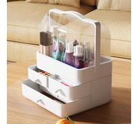Txmyxgs Makeup Organizer Storage Drawers,3-Layer Desktop Cosmetic Storage Box,Skincare Cosmetic Organizer Acrylic Large for Perfume, jewelery, Brush, Dresser & Bathroom, Dust-Proof Waterproof (White)