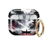 Txocouk Case Compatible with AirPod Pro 3 2025, Cute Protective Cover with Keychain for AirPod Pro 3rd Generation, Full Protection Case for Women Girls(Red Moon Misty Mountains)