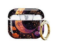 Txocouk Compatible for AirPod Pro 3 Case,Shockproof Protection Cover with Keychain Wireless Charging,Personalized Hard Case for Women Girl 2025,Moonlight Flowers Night Sky Garden