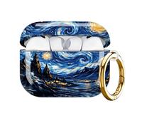 Txocouk Compatible for AirPod Pro 3 Case,Shockproof Protection Cover with Keychain Wireless Charging,Personalized Hard Case for Women Girl 2025,Starry Night Sky Waves Mountain
