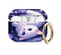 Txocouk Compatible for AirPod Pro 3 Case,Shockproof Protection Cover with Keychain Wireless Charging,Personalized Hard Case for Women Girl 2025,White Cat Night Flower Star Sky