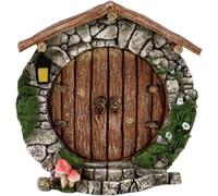 Txooo Brown Fairy Garden Doors and Windows for Trees, Mini Fairy Statues Wall and Trees Outdoor Wooden Doors and Windows in The Yard Garden, Sculptures and Statues, Outdoor, Decorations