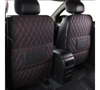 Txopaf Car Pu Leather Anti-Kick Protector Mats, for K-ia Sportage 2017-2024 Front seat back pad Waterproof Anti Dirt Mud Protection Accessories,B/Black Red-Full package
