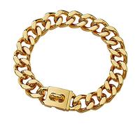 txprodogchains Big Dog Chain Collar with Buckle Strong Heavy Duty 21MM Thick Wide Stainless Steel Metal 18K Gold Cuban Link Choke Chain Collar for Large Dogs…(26")