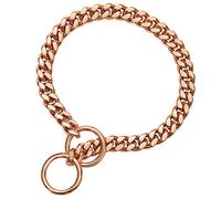 txprodogchains Rose Gold Chain Dog Collar 10MM Cuban Link Chain Stainless Steel Metal Links Walking Training Collar for Small Dogs. (12")