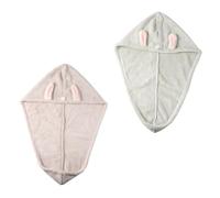 TXQHD 2Pcs Quick Dry Towel Cap Soft Absorbent Hat Fast Drying Home Gym Travel Bathing Elastic with Button for Long Thick Hair