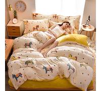 TXQHD Bedding Set King Size Floral, Childrens Double Duvet Covers Set, Winter Duvet Cover Set Bedding Set Quilt Cover Sets Flat Sheet Soft Warm Flannel Thick Twin King Double Size