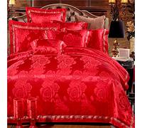 TXQHD Bedding Set King Size Gold, Double Duvet Covers Set Pink, Luxury Bedding Set King Size Cotton Double Duvet Covers Set Silk 4pcs Luxury Satin Jacquard Double Bed Twin Beige Rose Gold