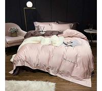 TXQHD Duvet Cover Set King Size Cotton, Duvet Cover Set Bedding Set 100% Egyptian Cotton Double 4 pcs White Green Red Navy Pink, 1 Quilt Cover 220×240CM +1 Flat Sheet 245×270 CM+2 Pillowcases