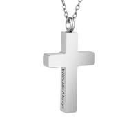 TXQHDHX Cremation Cross Necklace for Ashes Stainless Steel Cross Urn Pendant with Mini Keepsake Ashes Holder Memorial Jewelry - With Me Always