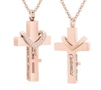 TXQHDHX Customize Urn Necklaces For Ashes - Cremation Jewelry for Ashes Pendant - Cross Urn Necklace Urn Memorial Ashes Jewelry With Me Always Personalized Necklaces Engraved Names