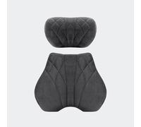 TXRYH Car Headrest Lumbar Cushion Set for Ford Expedition 2024, Flannel Fabric Color Match Soft Bounce Back 3D Neck Support Breathable Design Elastic Strap,A