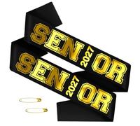 TxscOxwP1 2 Pcs Black Senior 2027 Sash with Gold Glitter Printing Letters
