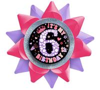 TxscOxwP1 Handmade It's My 6th Birthday Button, 6th Birthday Button Pins for Girls, Hot Pink and Purple Grosgrain Ribbon Pins for 6 Year Old Girl Birthday Party Decorations Supplies Gifts Ideas