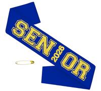 TxscOxwP1 Royal Blue Senior 2026 Sash with Gold Glitter Printing Letters，2026 Graduation Celebrations Sashes, Class of 2026 Sash for Graduation Party, Senior Cheer Sasesh, Class Competition Sash