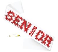 TxscOxwP1 White Senior 2026 Sash with Red Glitter Printing Letters，2026 Graduation Celebrations Sashes, Class of 2026 Sash for Graduation Party, Senior Cheer Sasesh, Class Competition Sash