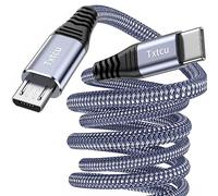Txtcu USB C to Micro USB Cable 4m, Nylon Braided USB C to Micro Charger Cable for Android Sync, Compatible with Samsung Galaxy S7/S5/J3/J5/J7, Huawei, HTC, LG