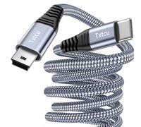 Txtcu USB C to Mini USB Cable 3M, Nylon USB Type C to Mini 5Pin Charging Cable Sync Data Cord for Hero 3+, PS3 Controller, MP3 Player, Dash Cam, Digital Camera, GPS Receiver, PDAs.etc